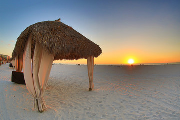 Beach tiki huts in south west Florida 