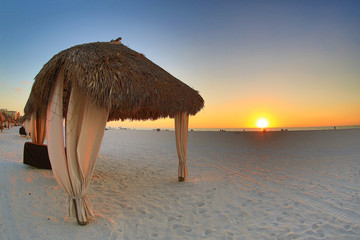 Beach tiki huts in south west Florida 