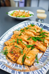 baked salmon and shrimp salad