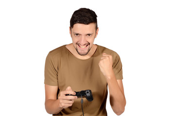 Fototapeta na wymiar Man playing videogames.