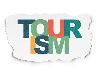 Travel concept: Tourism on Torn Paper background