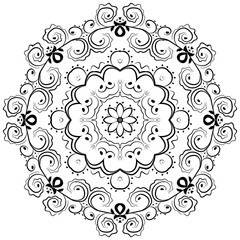 Black mandala on white background. Vector ornament for your design