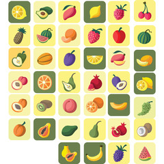 Vector fruits collection icon set