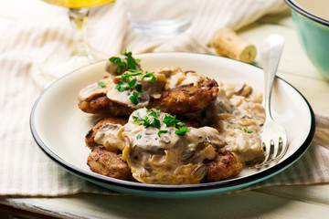 Swiss-Style Veal Cutlets with mushroom