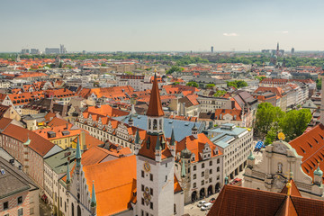Naklejka na ściany i meble Panoramic view of the Old Town architecture of Munich, Bavaria, Germany