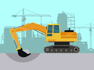 Ground Works on Construction Flat Vector Concept