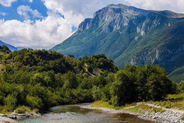 Naklejka na ściany i meble Beautiful Vruja river in Gusinje, Montenegro
