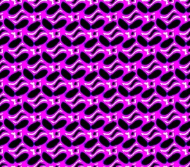 Abstract seamless black and pink spots, lines and rows of holes arranged around the drawing