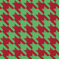 Cats Tooth Pattern in Red and Green