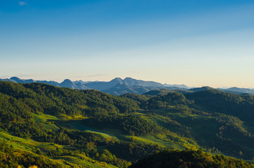 Beautiful mountain view, layer of mountain with sunset, view point at Khun Yuam Mae hong son Thialand