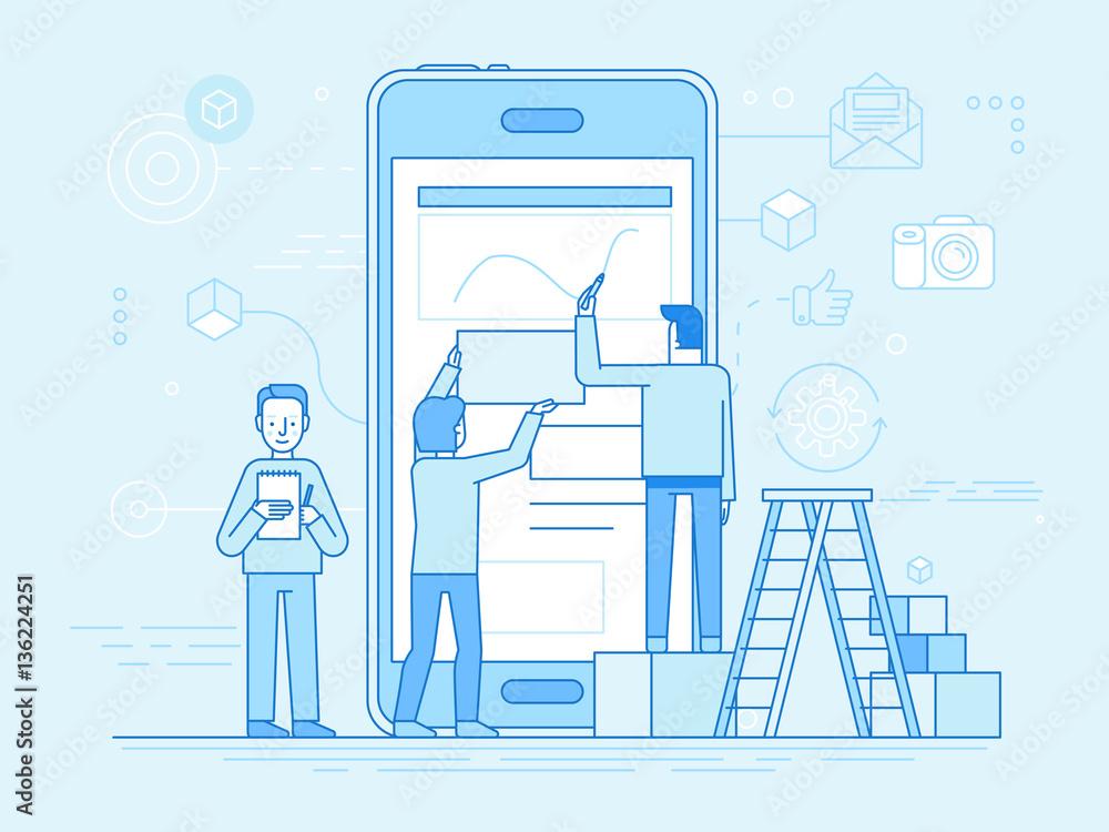 Poster Mobile app design and user interface development concept