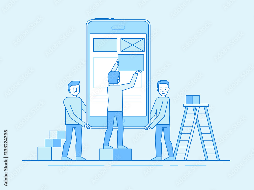 Poster Mobile app design and user interface development concept
