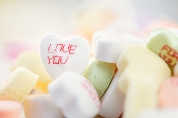 Heart shaped candies for Valentines Day