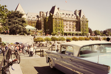 Fototapeta na wymiar Old cars show ,editorial shot in the beautiful city of Victoria, Canada