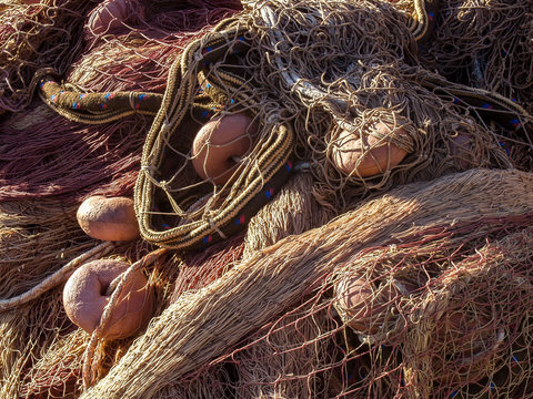 Fishing net at Harbor of San Vito Lo Capo, Sicily, Italy