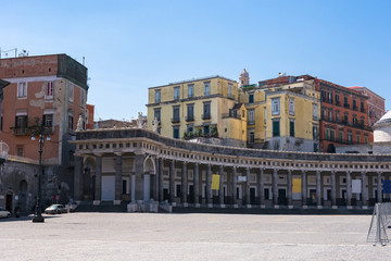 Colorful buildings at the Piazza del Plebiscito in Naples