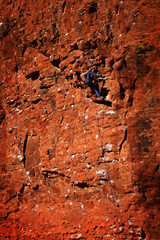 Rock Climbing on Red Sandstone for Sport Recreation and Fun