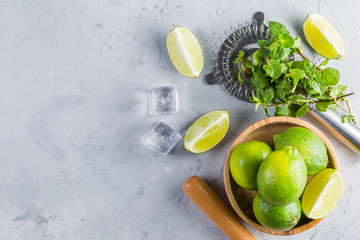 Mojito cocktail and ingredients