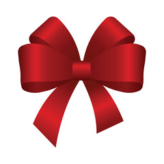 Red bow isolated on white background.  Vector image.