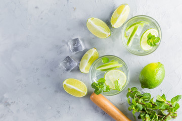 Mojito cocktail and ingredients