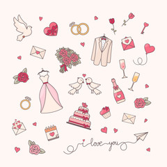 Wedding simple objects collection