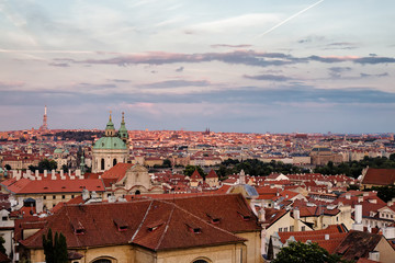 Naklejka na ściany i meble View on Prague downtown at sunset, Czech Republic