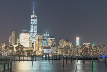 Buildings of New York City at night