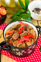 Beef stew with paprika and bell peppers