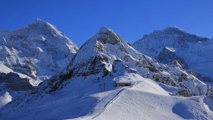 Monch, Lauberhorn and Jungfrau in winter