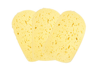 tasty cheese slices isolated on white
