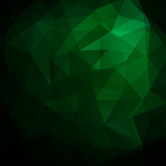 Abstract background consisting of dark green triangles. Geometric design for business presentations or web template banner flyer. Vector illustration