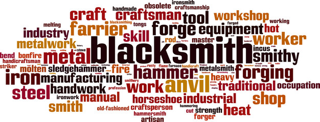 Blacksmith word cloud concept. Vector illustration