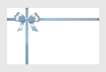 Gift Card With Blue Ribbon And A Bow on white background.  Gift Voucher Template.  Vector image.