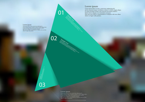 Illustration infographic template with green triangle randomly divided to three parts