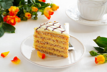 Esterhazy homemade cake with physalis.