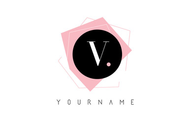 V Letter Pastel Geometric Shaped Logo Design.