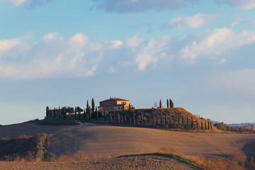 Typical rural house in Tuscany landscape, Italy