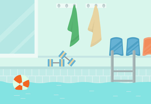 A swimming pool, side view. Vector illustration. Flat design.