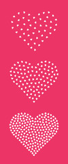 Heart made of many hearts. Modern romantic silhouette for web design on red background
