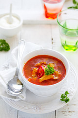 Kharcho soup with chicken and rice.