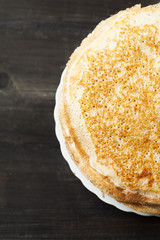 Stack of kefir (buttermilk) pancakes traditional for Russian pancake week
