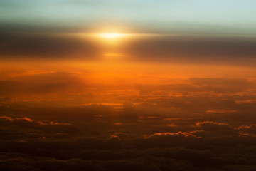 Thick soft clouds on idyllic blue sky