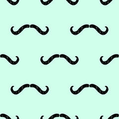 Seamless pattern with hand drawn mustache on light background for packaging, textiles, wallpaper, paper, cards