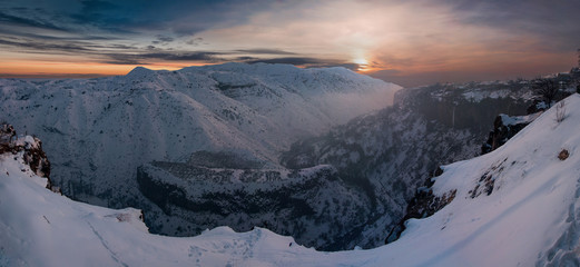 winter mountains sunset