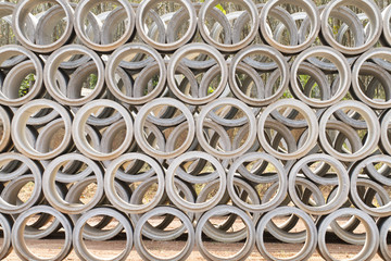 Concrete drainage pipes stacked