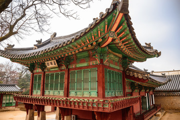 Obraz premium Close up of a building inside Changdeokgung Palace in Seoul