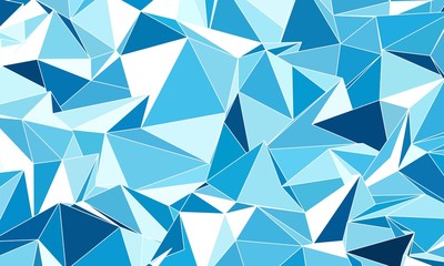 Abstract blue and white light polygonal mosaic background. Low p