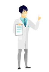 Doctor with clipboard giving thumb up.