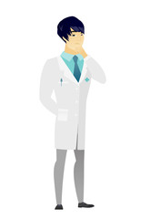 Fototapeta premium Asian doctor thinking vector illustration