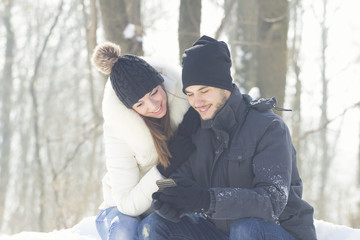 Young couple on snow